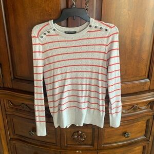 Banana Republic Coral Striped Crew Neck Sweater